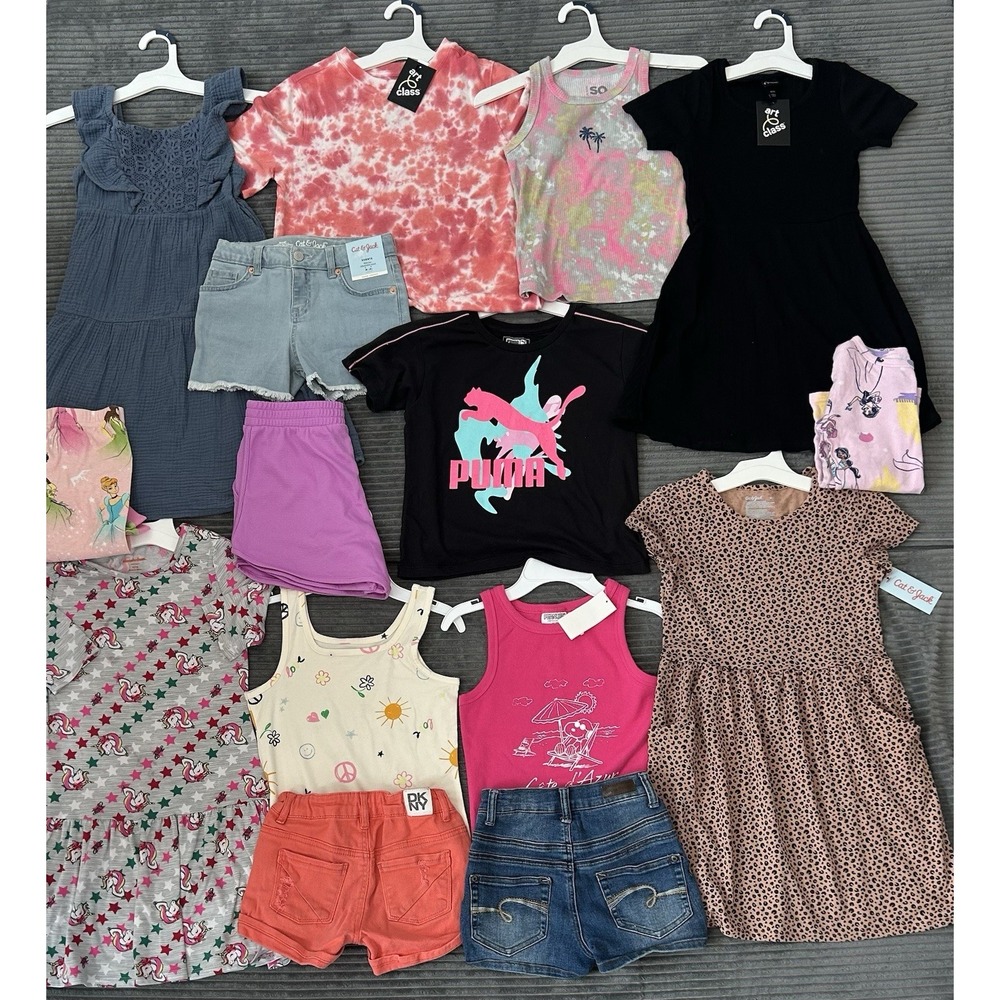 Huge Lot Girls Size 7 8 Summer Clothes‎ NEW &EC Dress Justice Jeans Shorts DKNY